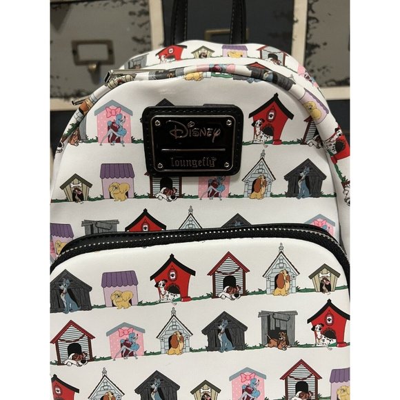 Loungefly Disney Dogs Doghouse Allover Print Mini Backpack Dodger Lady Tramp - Picture 2 of 5